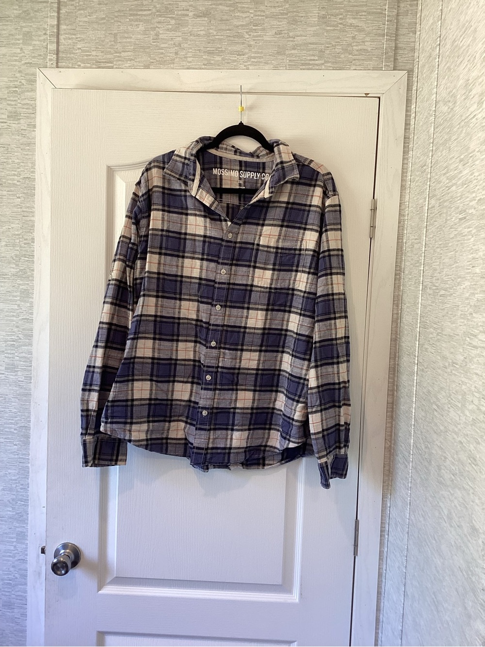Mossimo Supply Co. Navy & Cream Plaid Button-Down Shirt 2XL EUC
